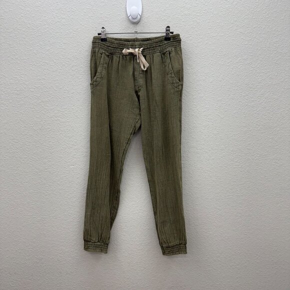 Ripcurl Classic Surf Green Poplin Cotton Crepe Beach Pants GPANE9 Womens Small - Picture 1 of 10